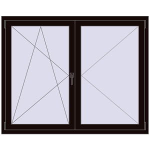 Cumpără Ferestre 1500x1200 mm BASE REHAU EURO 60 BLACK_BROWN two-sided