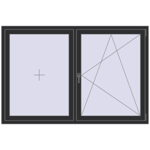 Cumpără Ferestre 1800x1200 mm BASE REHAU EURO 60 ANTHRACITE_GREY_GLATT two-sided