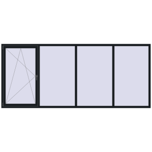 Cumpără Ferestre 3500x1500 mm OPTIMUM REHAU EURO 70 BLACK_COOL_110L-2 two-sided