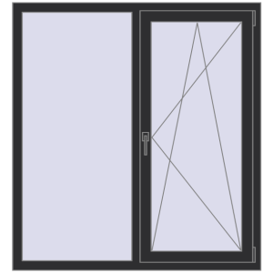 fereastră 1300x1400 - REHAU EURO-DESIGN 70 . Vedere din interior Cumpără Ferestre 1300x1400 mm OPTIMUM REHAU EURO 70 ANTHRACITE_GREY_GLATT two-sided