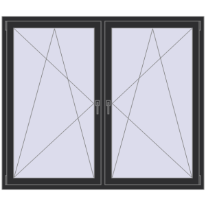 Cumpără Ferestre 1800x1500 mm ENERGY-SAVING REHAU SYNEGO MD ANTHRACITE_GREY_GLATT two-sided