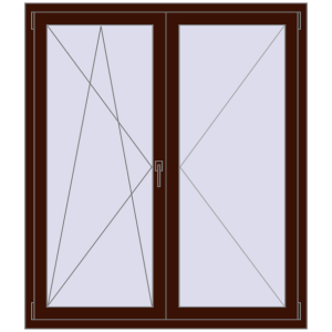 Cumpără Ferestre 1300x1500 mm OPTIMUM REHAU EURO 70 BLACK_CHERRY two-sided