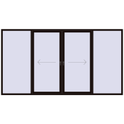 Uși glisante de terasă 3700x2000 mm PATIO DOOR REHAU EURO 60 BLACK_BROWN two-sided