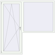 BALCONY DOOR REHAU EURO 70 2000x1980 mm RAL 9016 Traffic white two-sided