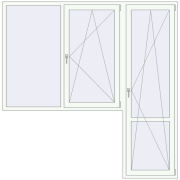 BALCONY DOOR REHAU EURO 70 2330x2350 mm RAL 9016 Traffic white two-sided