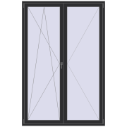 BALCONY DOOR REHAU SYNEGO 1600x2400 mm ANTHRACITE_GREY_GLATT two-sided