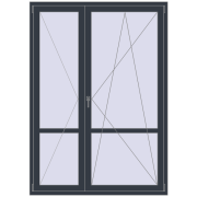 BALCONY DOOR REHAU EURO 70 1500x2100 mm ANTHRACITE_GREY_STRUKTURAL two-sided