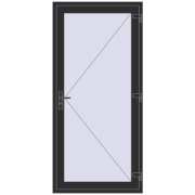 Uși de intrare 1000x2200 mm REHAU EURO 60 ANTHRACITE_GREY_GLATT two-sided