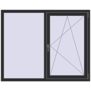 Ferestre 1500x1200 mm ENERGY-SAVING REHAU SYNEGO MD ANTHRACITE_GREY_GLATT two-sided