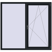 OPTIMUM REHAU EURO 70 1600x1500 mm BLACK_COOL_110L-2 two-sided